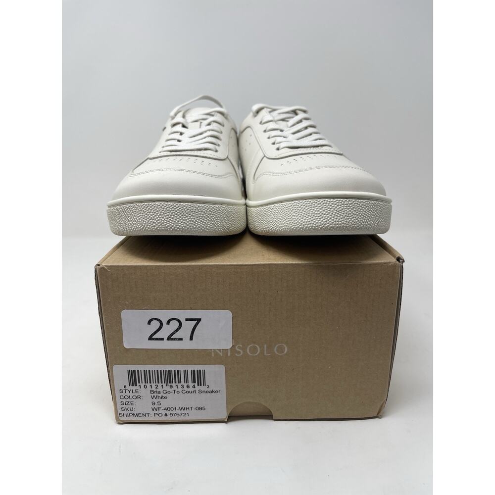 Nisolo Women's 9.5 Bria Go to Court Sneakers White Leather Lace Up Low To